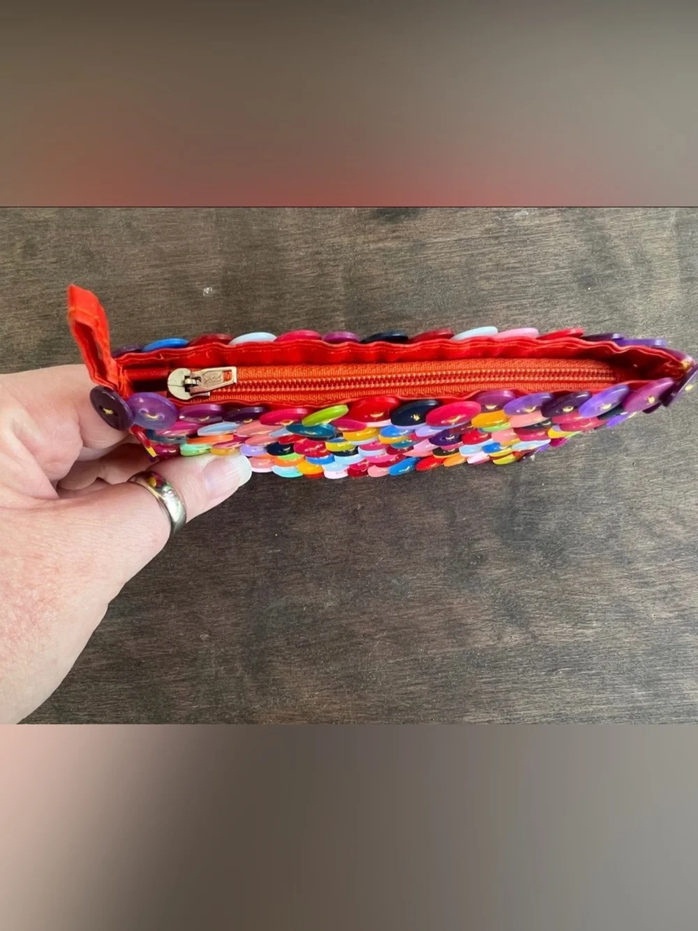 Erik & Mike 300 Button Coin Purse Multi Colored Clutch Zip Closure